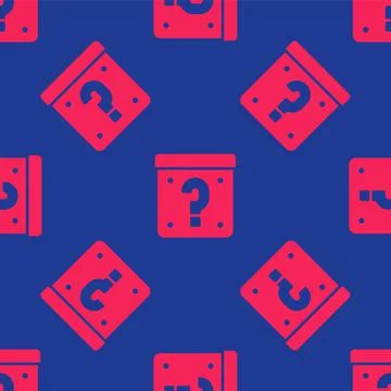Red Mystery box or random loot box for games icon isolated seamless pattern on Illustrazione stock