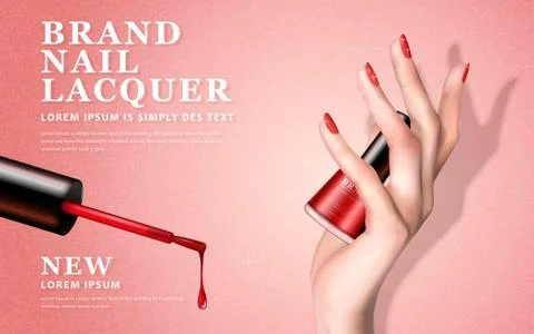 Red nail lacquer ad Stock Illustration
