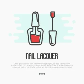 Red nail lacquer icon for logo of manicure salon or master. Illustrazione stock