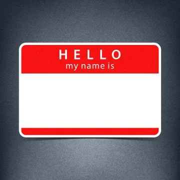 Red name tag blank sticker HELLO イラスト素材