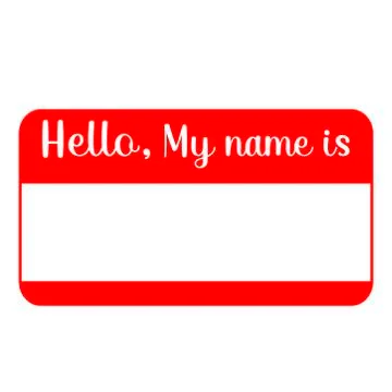 Red name tag empty sticker HELLO my name is Stock Illustration