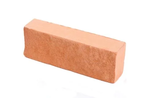 Red narrow ceramic brick at the white background, isolated Stock Photos