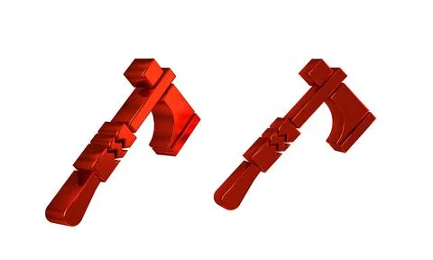 Red Native american tomahawk axe icon isolated on transparent background. Stock Illustration