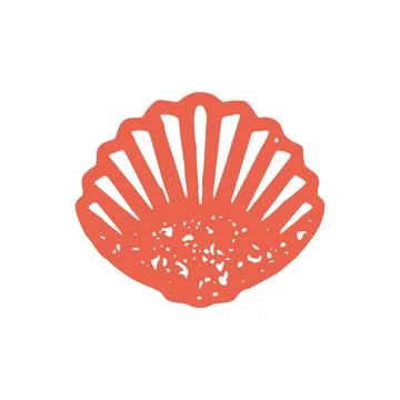 Red natural seashell closed armor for storage pearl hand drawn grunge textu.. Stock Illustration