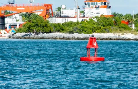 Red navigation marker in key west harbor Stock Photos