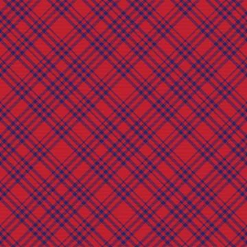 Red Navy Diagonal Plaid Tartan textured Seamless Pattern Design Illustrazione stock