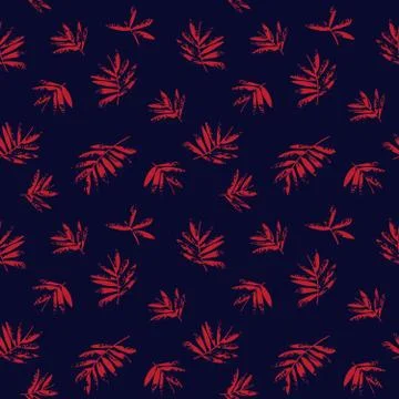 Red Navy Tropical Botanical Leaf Seamless Pattern Background Illustrazione stock