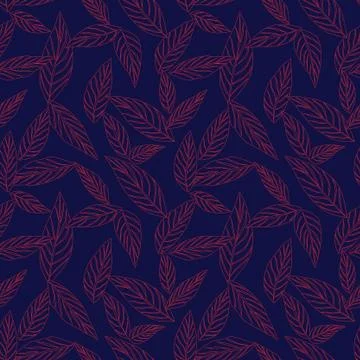 Red Navy Tropical Botanical Leaf Seamless Pattern Background Illustrazione stock
