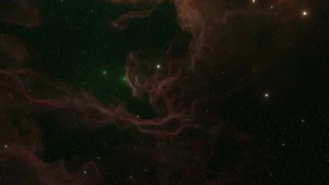 Red nebula in outer space, stars emitting green light,8k video Stock Footage 219980174