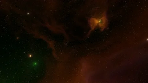Red nebula in outer space, stars emitting green light Stock Footage 220905687