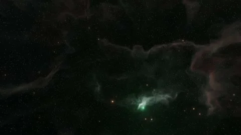 Red nebula in outer space, stars emitting green light Stock Footage 221387395