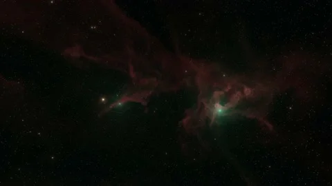 Red nebula in outer space, stars emitting green light Stock Footage 221460715