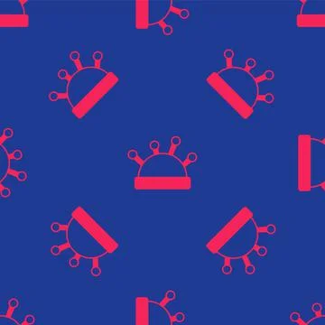 Red Needle bed and needles icon isolated seamless pattern on blue background Illustrazione stock