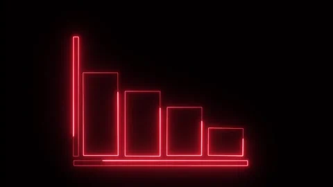 Red neon animated loop bar chart illustrating downward trend in business data Stock-Footage 335763517