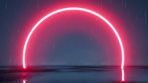 Red neon arc on rain bg Stock Footage 322171336