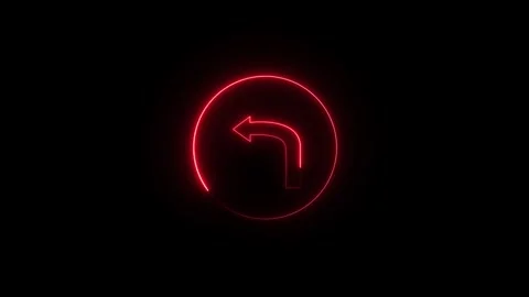 Red Neon Arrow Inside a Glowing Circle on animated Black Background image pho Stock Footage 337362987