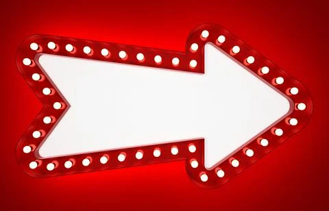 Red neon arrow on red background Stock Illustration