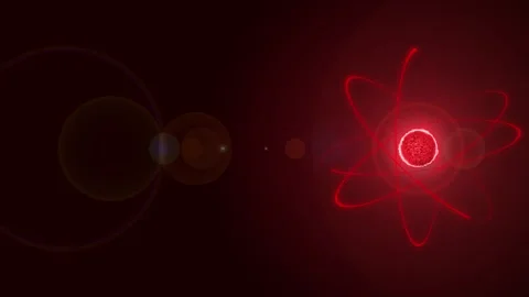 Red Neon Atom Model Scientific Danger Energy Stock Footage 320401193