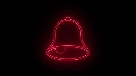 Red neon bell notification icon animation on black background Stock Footage 318596161