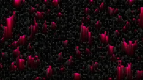 Red neon blinking grid numbers big data digital code glitch distortion effect Stock Footage 196181524