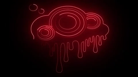 Red Neon Brain Outline Animation on Dark Background Stock Footage 340901224