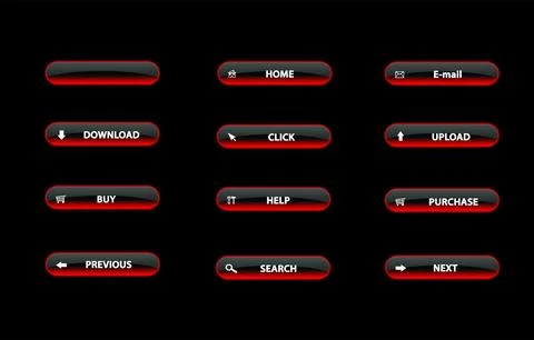 Red neon buttons Ilustração Stock