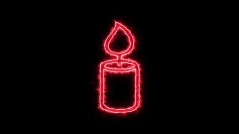 Red neon candle light burning animation Stock Footage 328385381