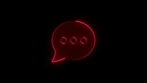 Red neon chat bubble icon on black background glowing and pulsating in dyna.. Stock Footage 345549685