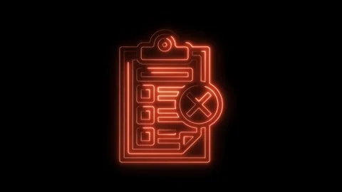 Red neon checklist with x mark animation on black background,error sign Stock Footage 322972854