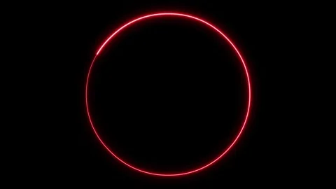 Red neon circle glow animation on dark black background footage. Stock Footage 337082067