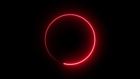 Red Neon Circle Segment on Black Background image photo Video stock 317453036