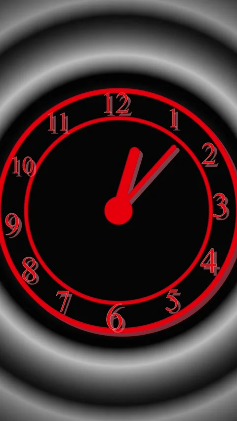Red Neon Clock Face with Concentric Circles Background time glowing. Dynami.. Stock Footage 321727000
