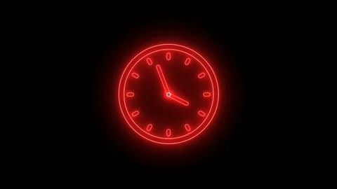 Red neon clock isolated Stock Illustration