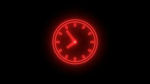 Red neon clock isolated Stock Illustration