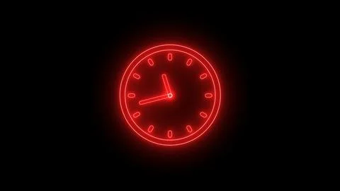 Red neon clock isolated Stock Illustration