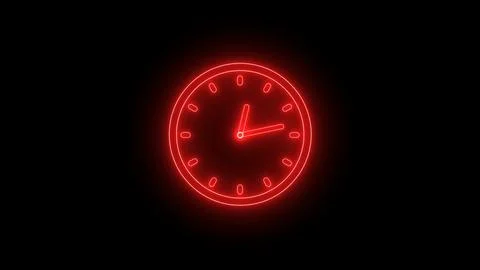 Red neon clock isolated Stock Illustration