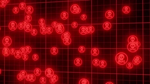 Red neon computer virus flow visualization 库存影片 336473625