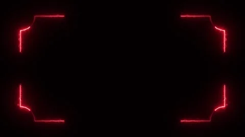 Red Neon Corner Frame Border Looping Light Glow Overlay Animation Stock-Footage 342699131
