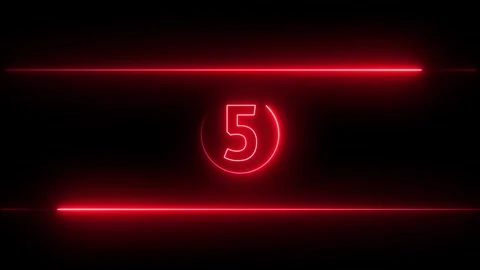 Red neon countdown animation from 9 to 0. Vidéo 331898897