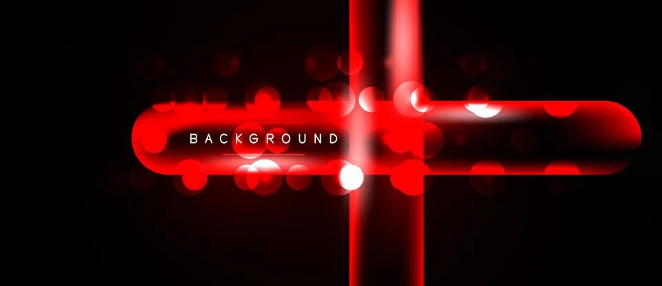 Red neon cross shape over black background. Bright lights create glowing ef.. Stock Illustration