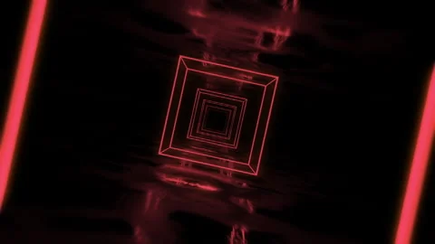 Red Neon Cubes Tunnel Stock Footage 265259086