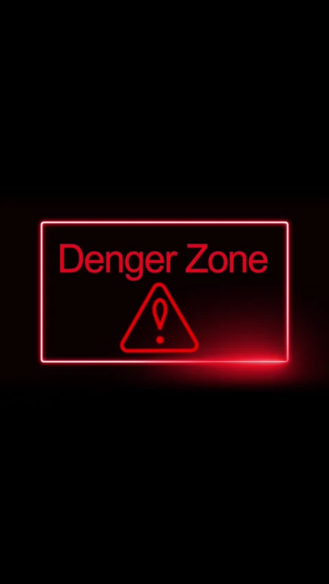 Red neon danger zone sign animation cinematic thriller suspense vertical vi.. Video stock 344285934