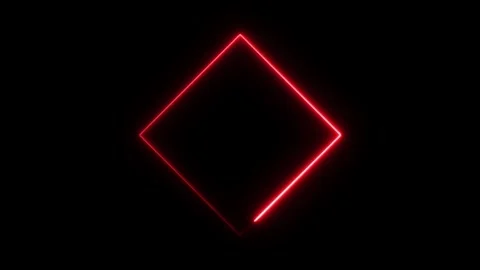 Red neon diamond shape animation on black background abstract. Видео 337520343
