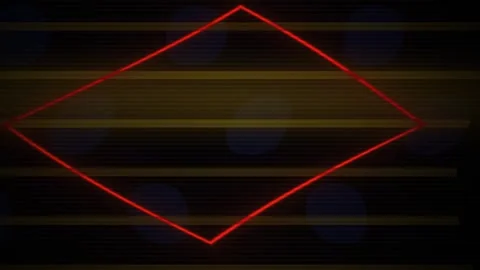 Red Neon Diamond Shape Glowing on Dark Abstract Background with Horizontal .. Stock Footage 343763085