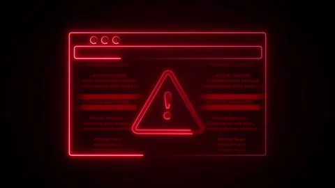 Red neon digital interface panel showing security breach text alert. Cyber .. Stock Footage 337023128