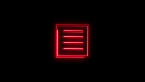 Red neon document icon animation with progress bars on black background. 库存影片 337330674