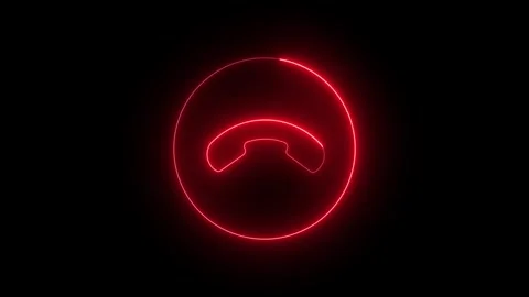 Red Neon End Call Icon Animation on Black Background Stock Footage 316306142