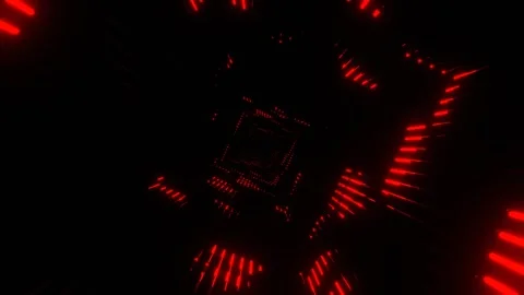Red Neon Equalizer in a Square Tunnel Background VJ Loop in 4K Video stock 328357798