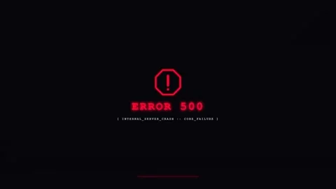 Red Neon Error 500 Internal Server Crash Core Failure Animation. Stock Footage 346751887
