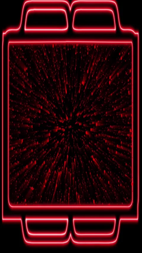 Red neon frame with exploding particle effect. Red neon frame border. Red n.. Stockbeeldmateriaal 345723899